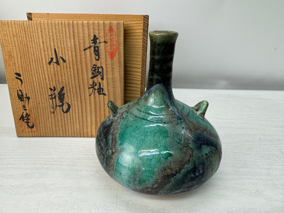 Y11011 FLOWER VASE set of 5 signed box Japan antique ikebana floral arrangement