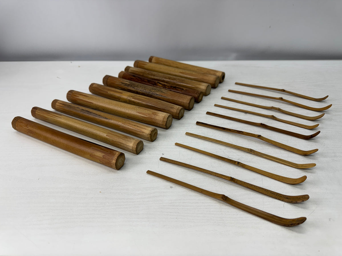 Y11012 CHASHAKU Bamboo tea scoop spoon tube set of 10 Japan antique tea ceremony