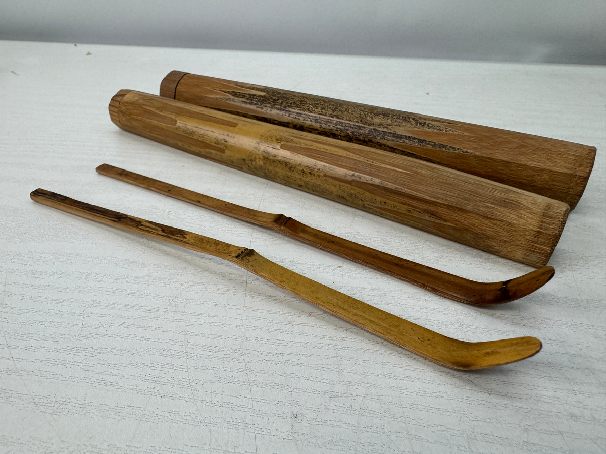 Y11012 CHASHAKU Bamboo tea scoop spoon tube set of 10 Japan antique tea ceremony