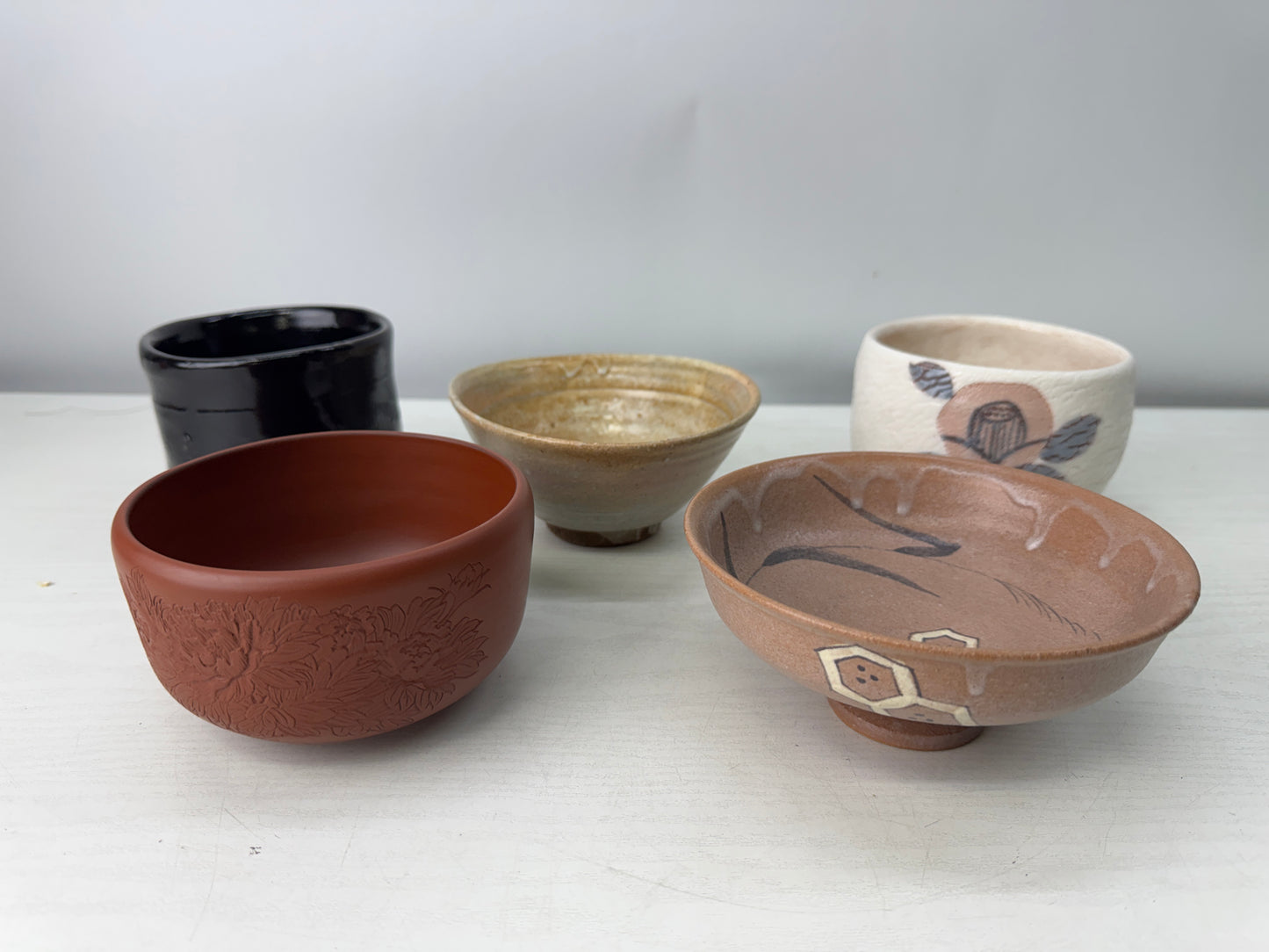 Y11018 CHAWAN Matcha bowls set of 10 signed box Japan antique tea ceremony cup