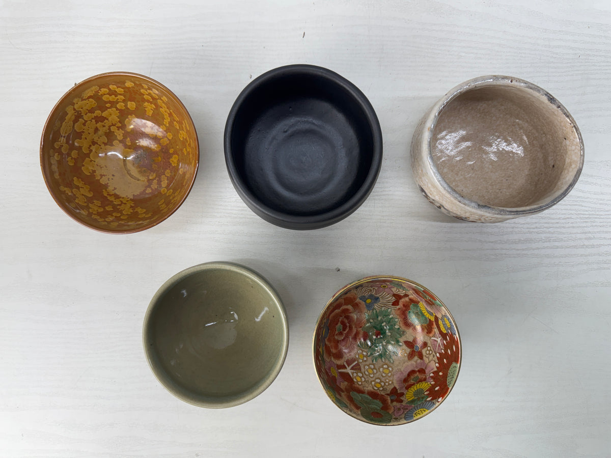 Y11019 CHAWAN Matcha bowls set of 10 signed box Japan antique tea ceremony cup
