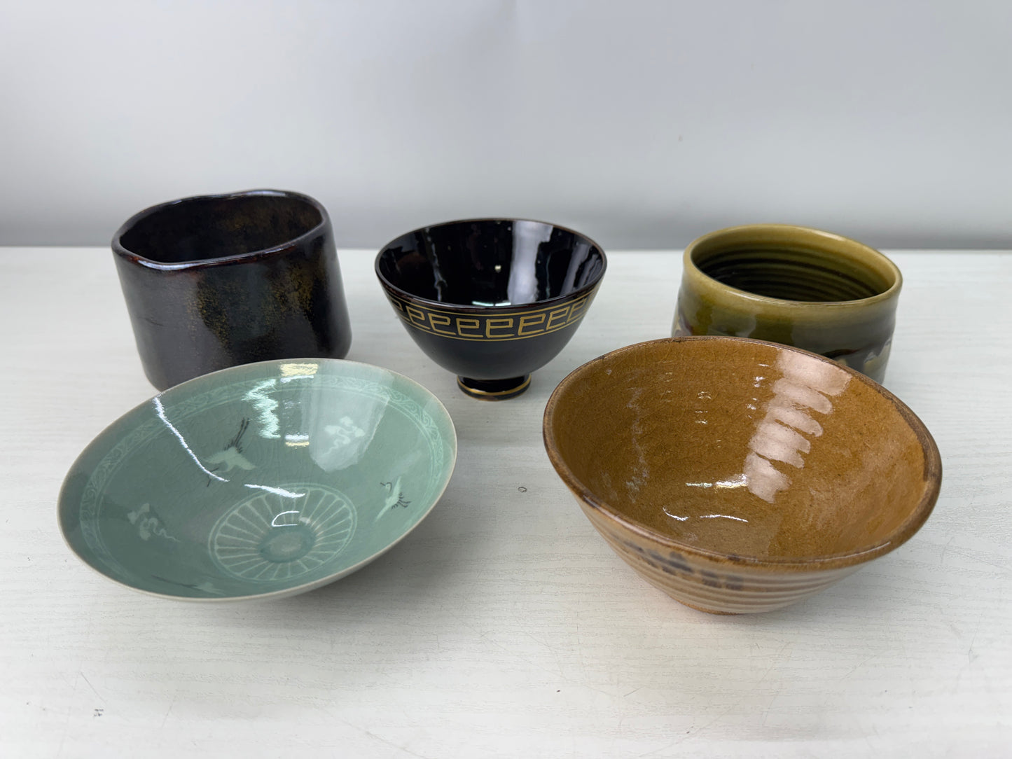 Y11019 CHAWAN Matcha bowls set of 10 signed box Japan antique tea ceremony cup