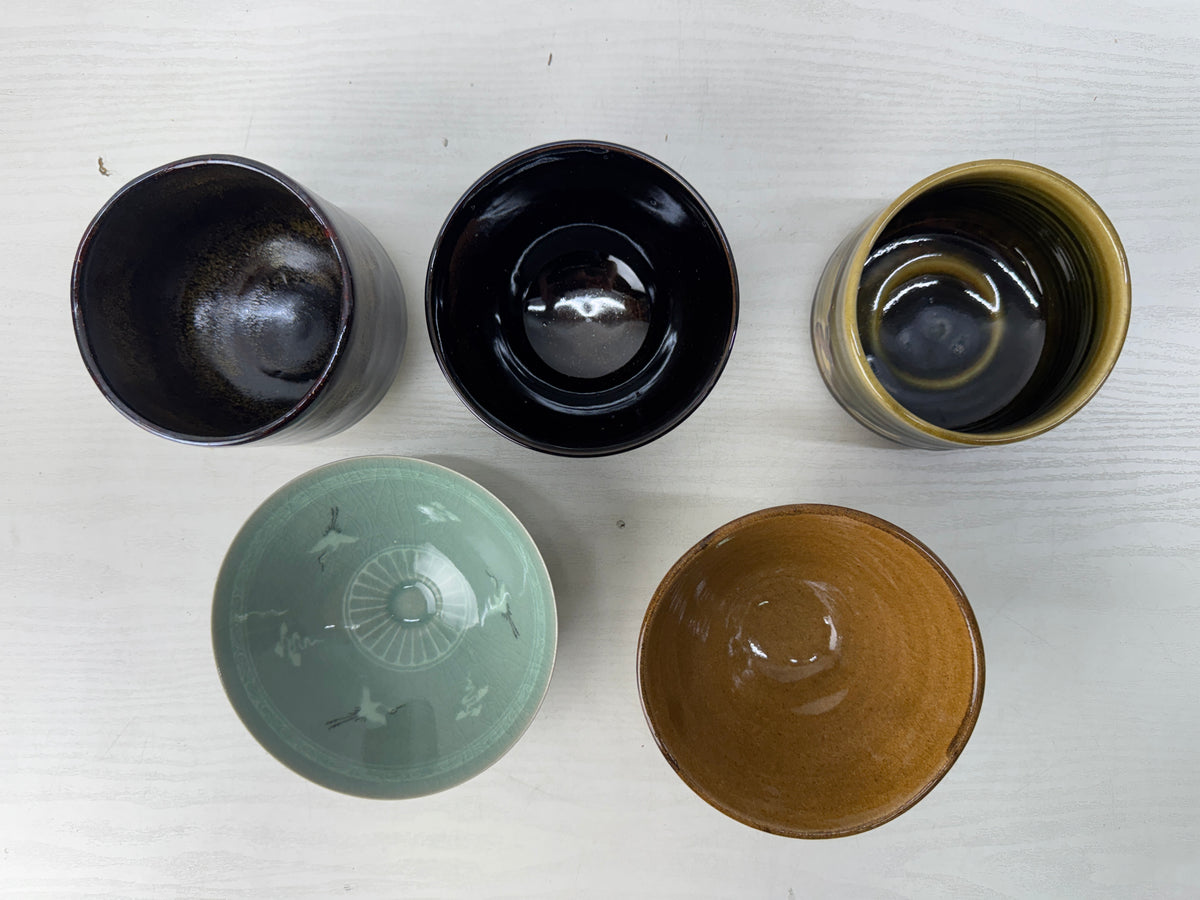 Y11019 CHAWAN Matcha bowls set of 10 signed box Japan antique tea ceremony cup