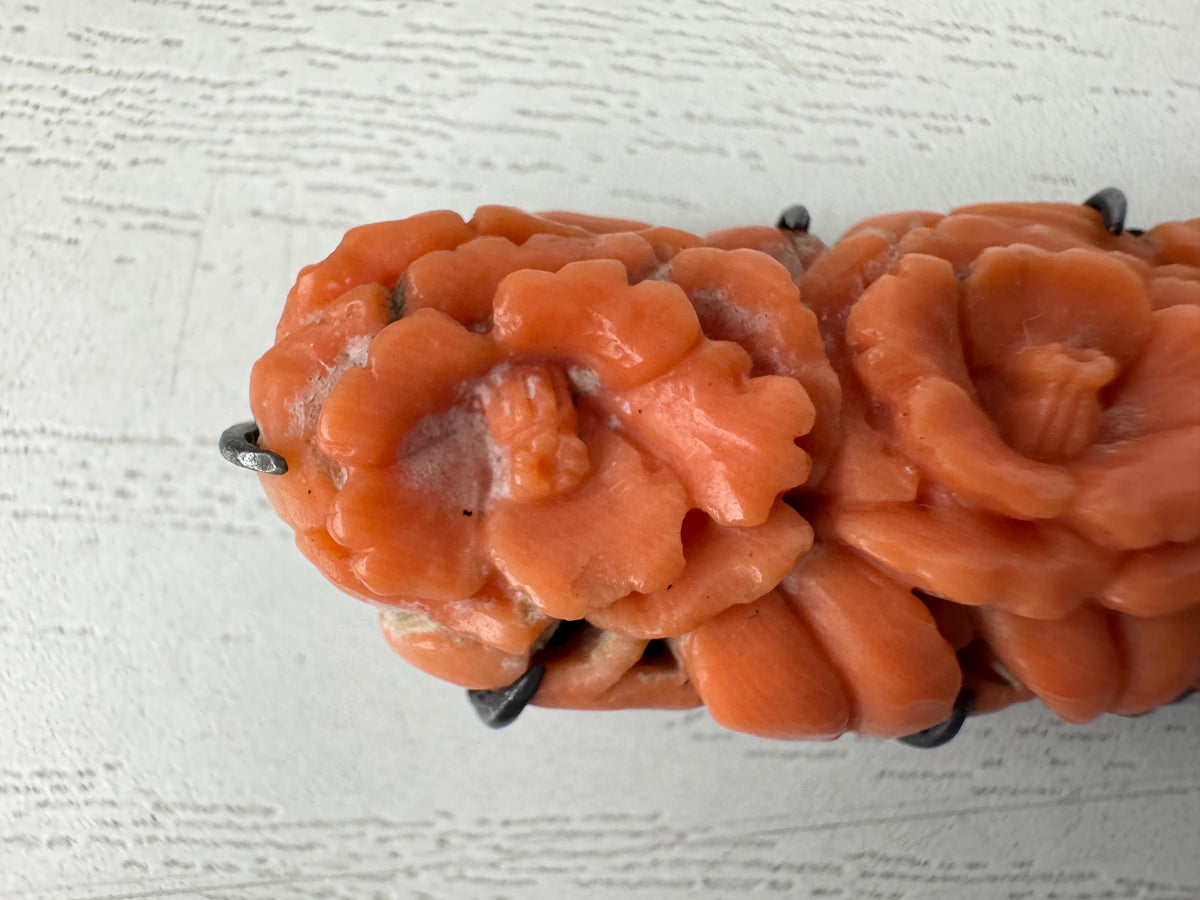Y11021 OBIDOME Genuine Coral Sash clip brooch Japan antique kimono accessory