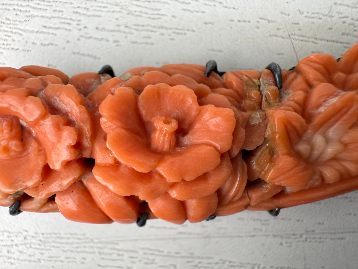 Y11021 OBIDOME Genuine Coral Sash clip brooch Japan antique kimono accessory