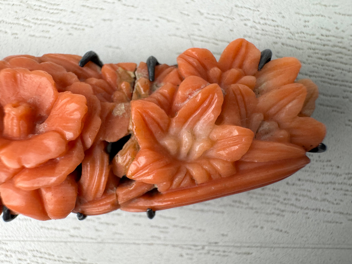Y11021 OBIDOME Genuine Coral Sash clip brooch Japan antique kimono accessory