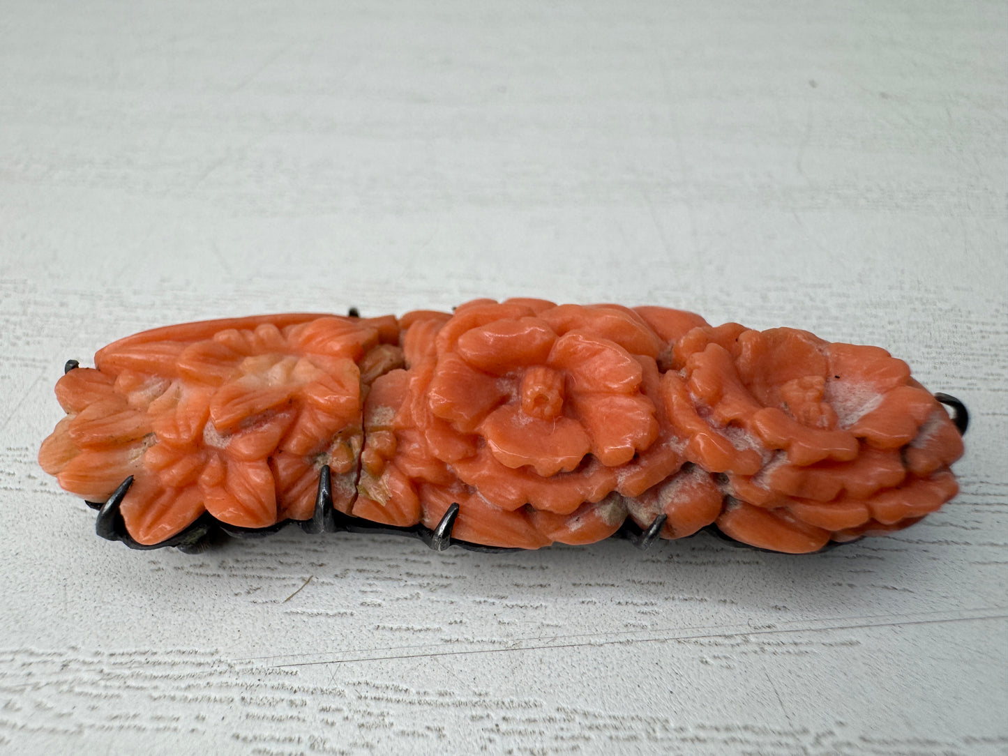 Y11021 OBIDOME Genuine Coral Sash clip brooch Japan antique kimono accessory