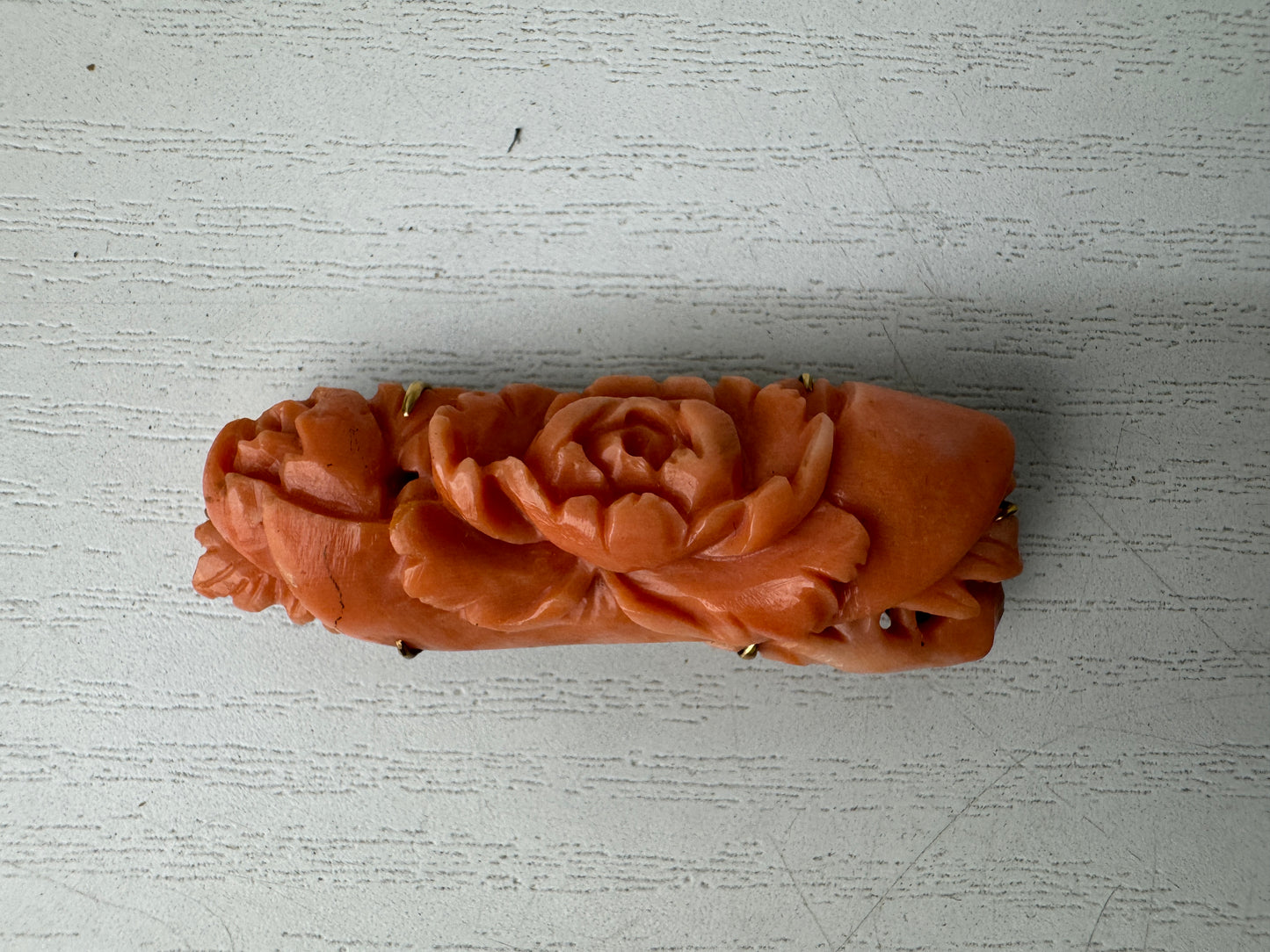 Y11022 OBIDOME Genuine Coral Sash clip brooch Japan antique kimono accessory