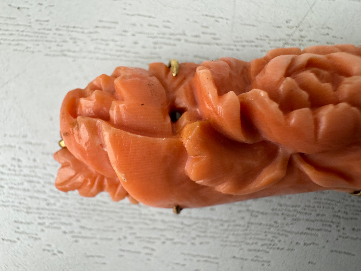 Y11022 OBIDOME Genuine Coral Sash clip brooch Japan antique kimono accessory