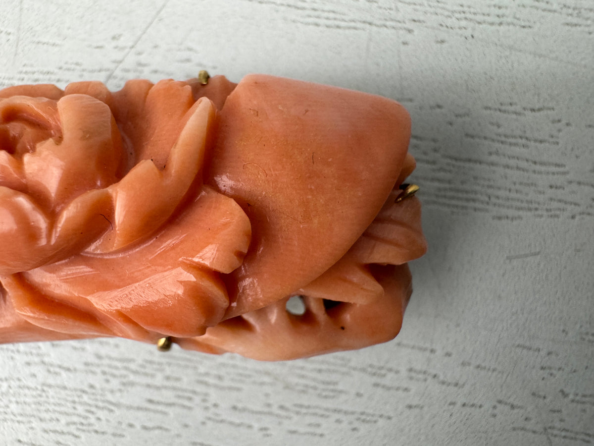 Y11022 OBIDOME Genuine Coral Sash clip brooch Japan antique kimono accessory