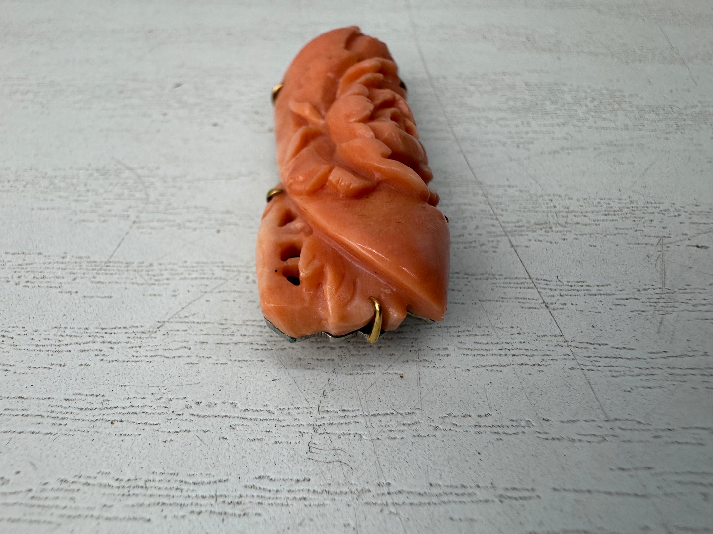 Y11022 OBIDOME Genuine Coral Sash clip brooch Japan antique kimono accessory
