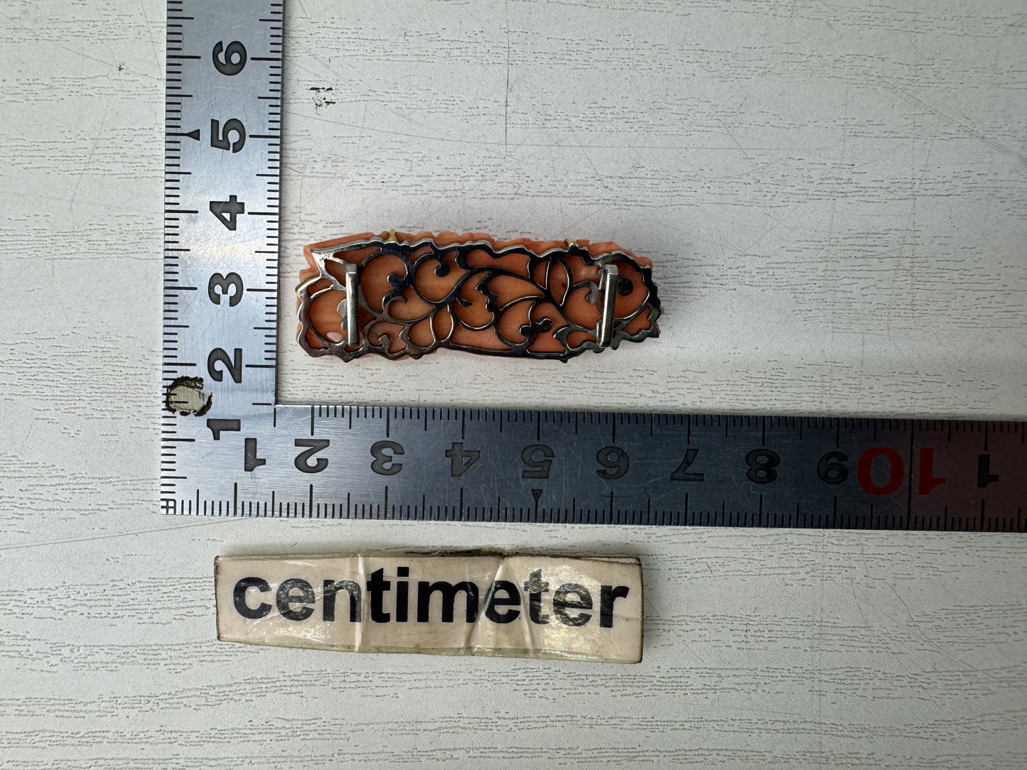 Y11022 OBIDOME Genuine Coral Sash clip brooch Japan antique kimono accessory