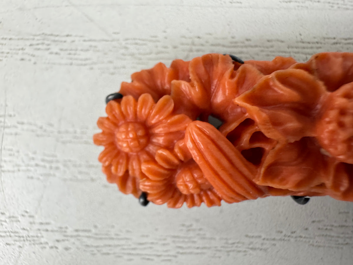 Y11023 OBIDOME Genuine Coral Sash clip brooch Japan antique kimono accessory