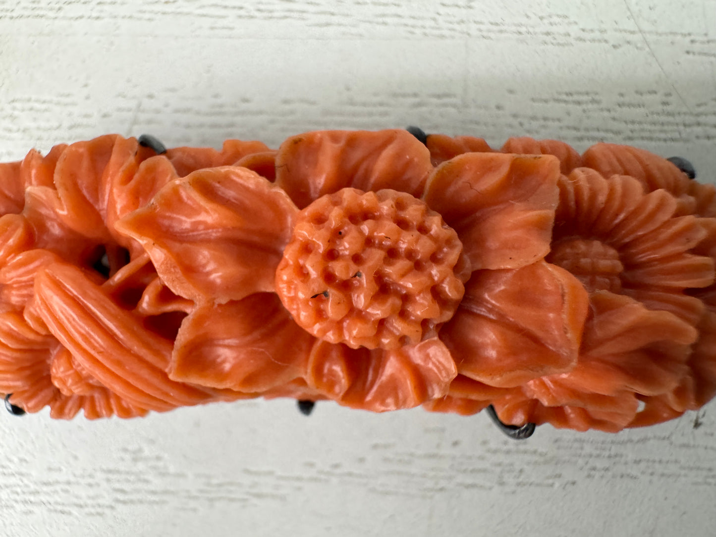 Y11023 OBIDOME Genuine Coral Sash clip brooch Japan antique kimono accessory