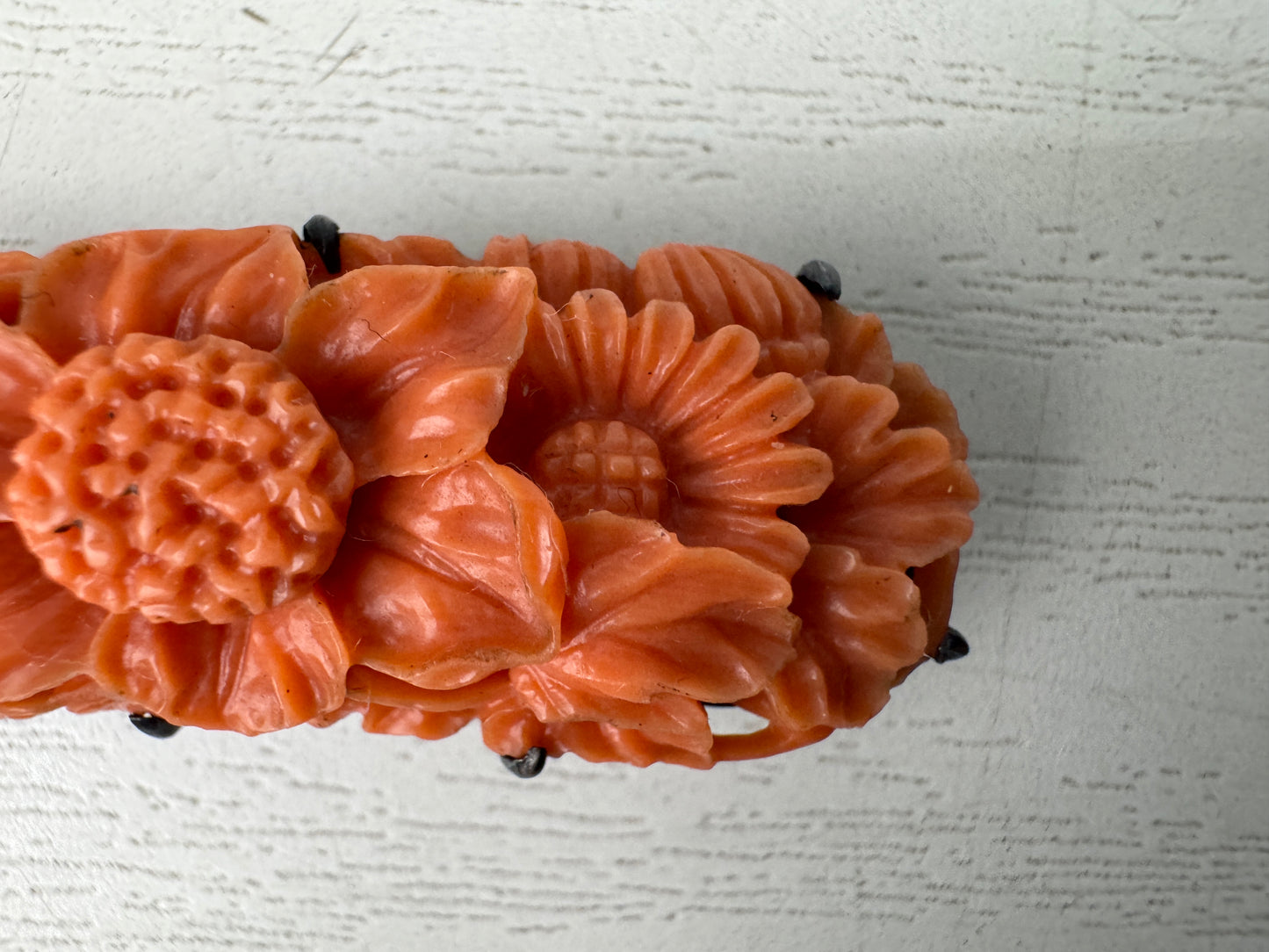 Y11023 OBIDOME Genuine Coral Sash clip brooch Japan antique kimono accessory