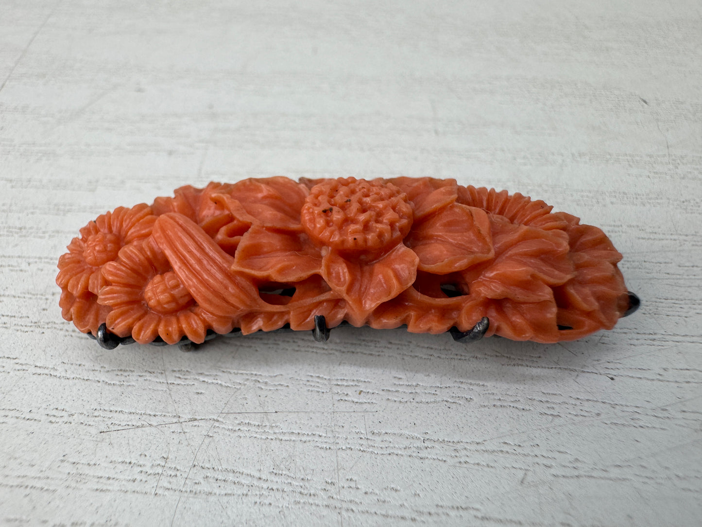 Y11023 OBIDOME Genuine Coral Sash clip brooch Japan antique kimono accessory