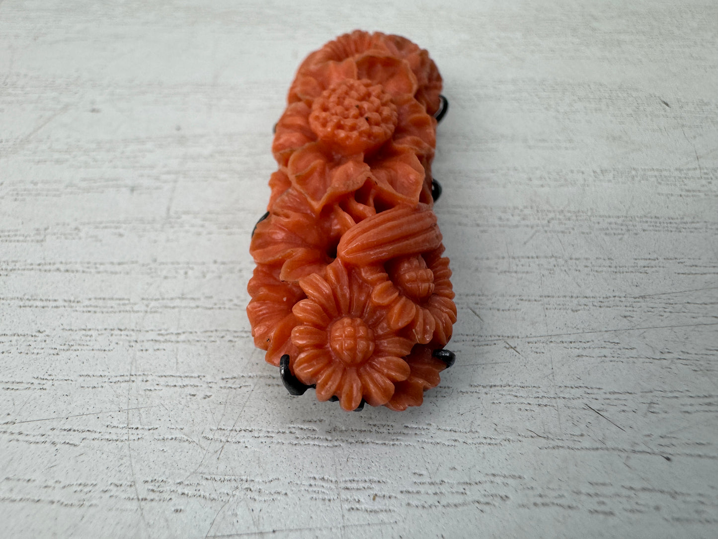 Y11023 OBIDOME Genuine Coral Sash clip brooch Japan antique kimono accessory