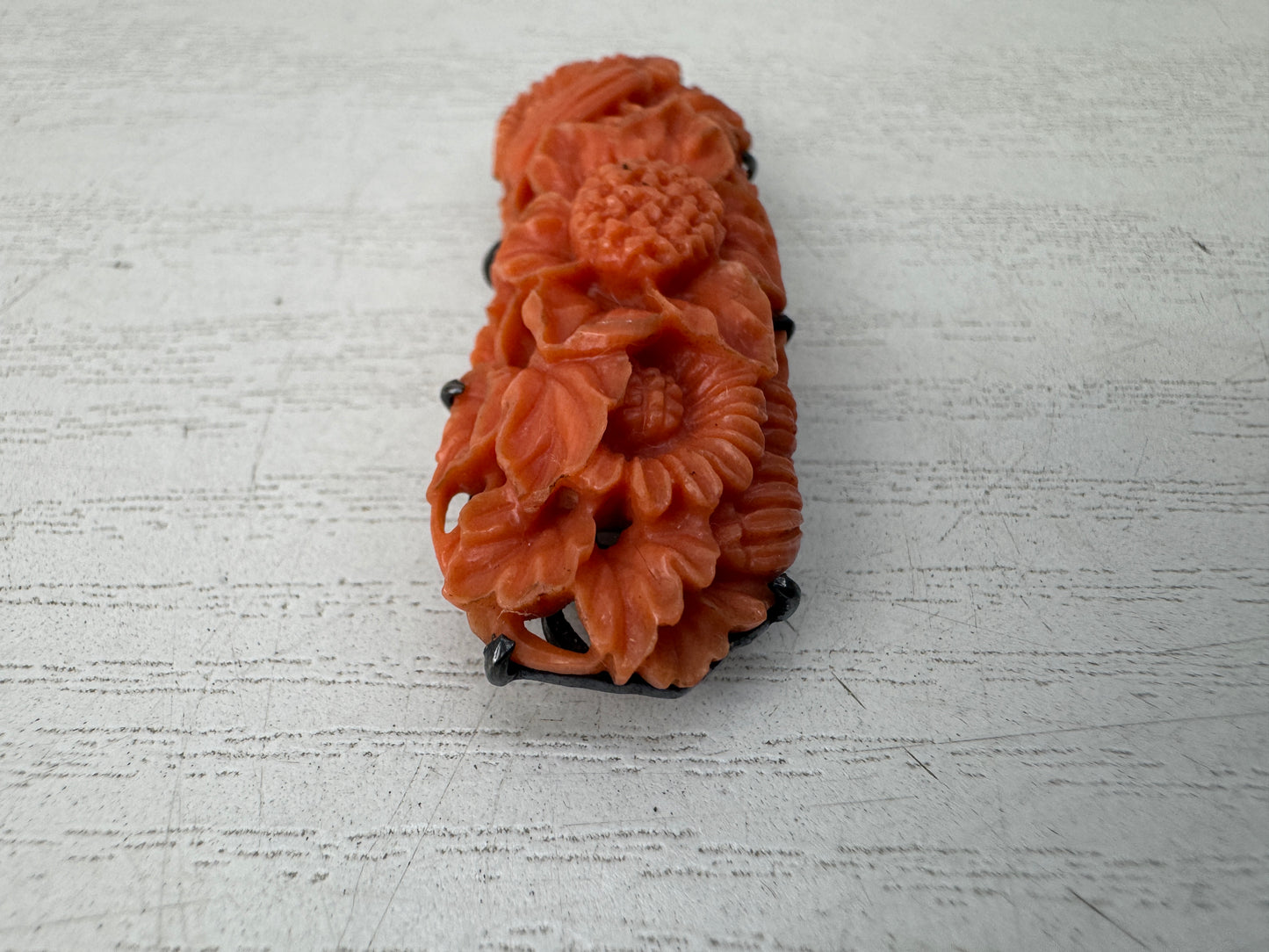 Y11023 OBIDOME Genuine Coral Sash clip brooch Japan antique kimono accessory