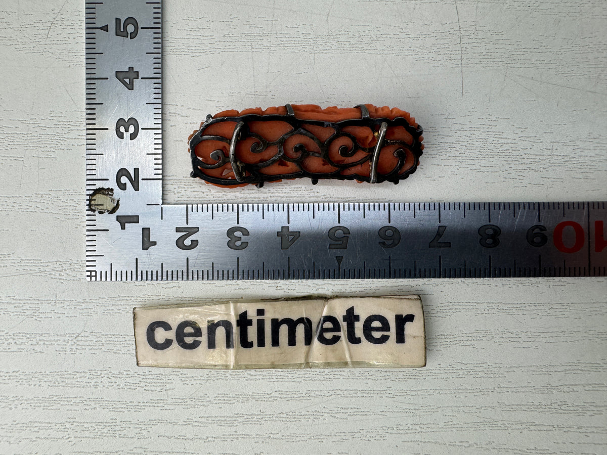 Y11023 OBIDOME Genuine Coral Sash clip brooch Japan antique kimono accessory
