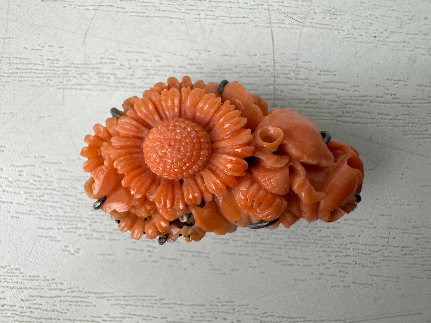 Y11024 OBIDOME Genuine Coral Sash clip brooch Japan antique kimono accessory
