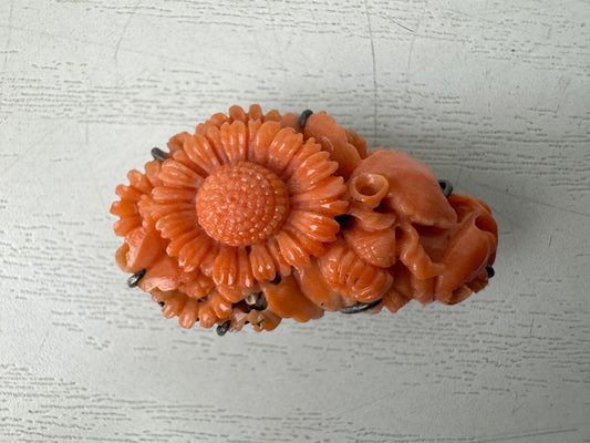 Y11024 OBIDOME Genuine Coral Sash clip brooch Japan antique kimono accessory