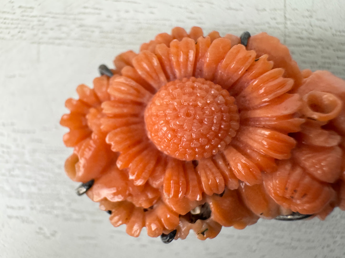 Y11024 OBIDOME Genuine Coral Sash clip brooch Japan antique kimono accessory