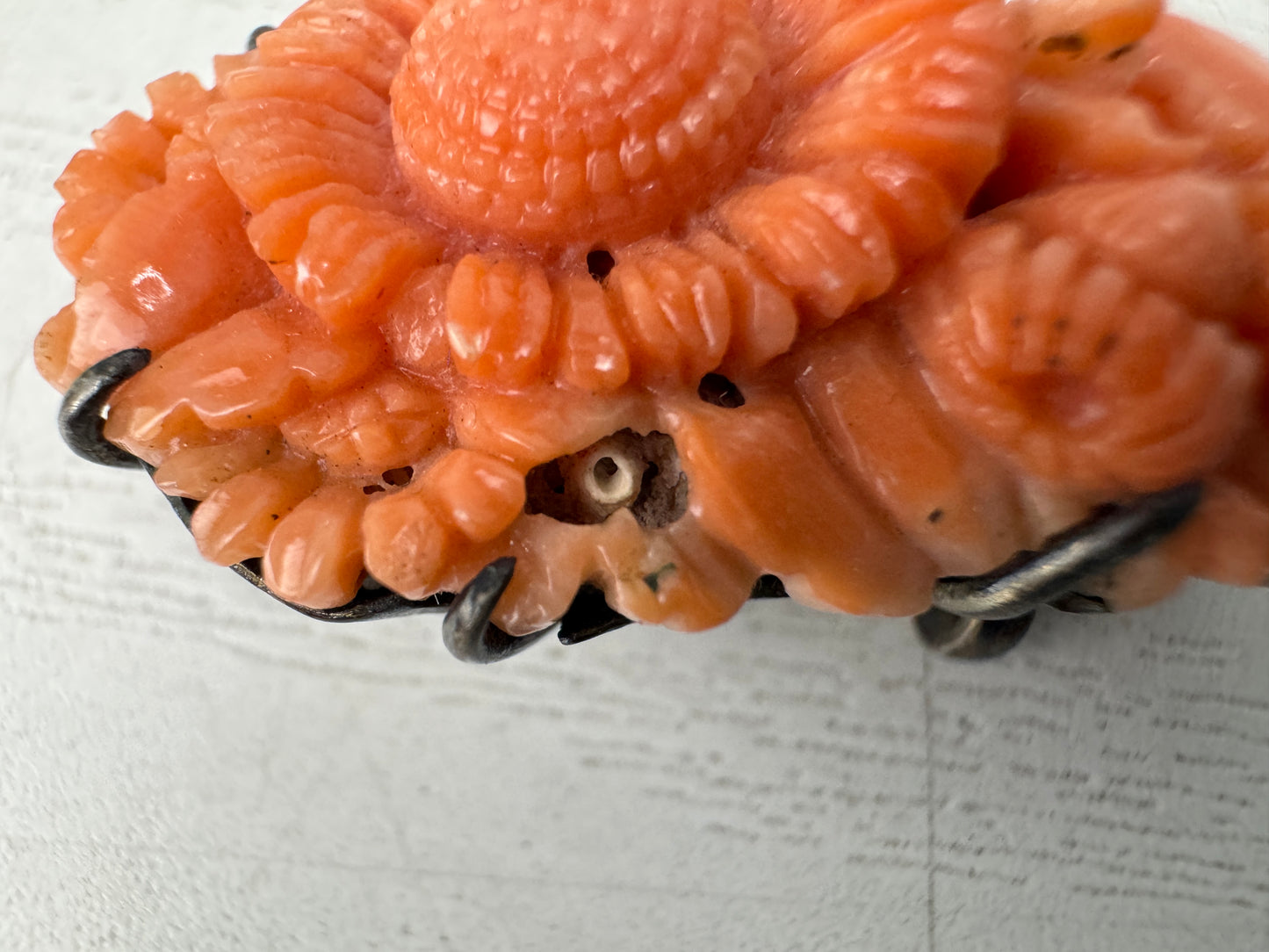 Y11024 OBIDOME Genuine Coral Sash clip brooch Japan antique kimono accessory
