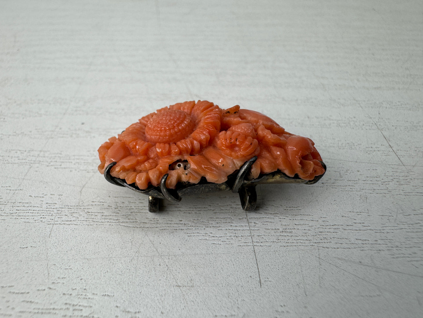 Y11024 OBIDOME Genuine Coral Sash clip brooch Japan antique kimono accessory