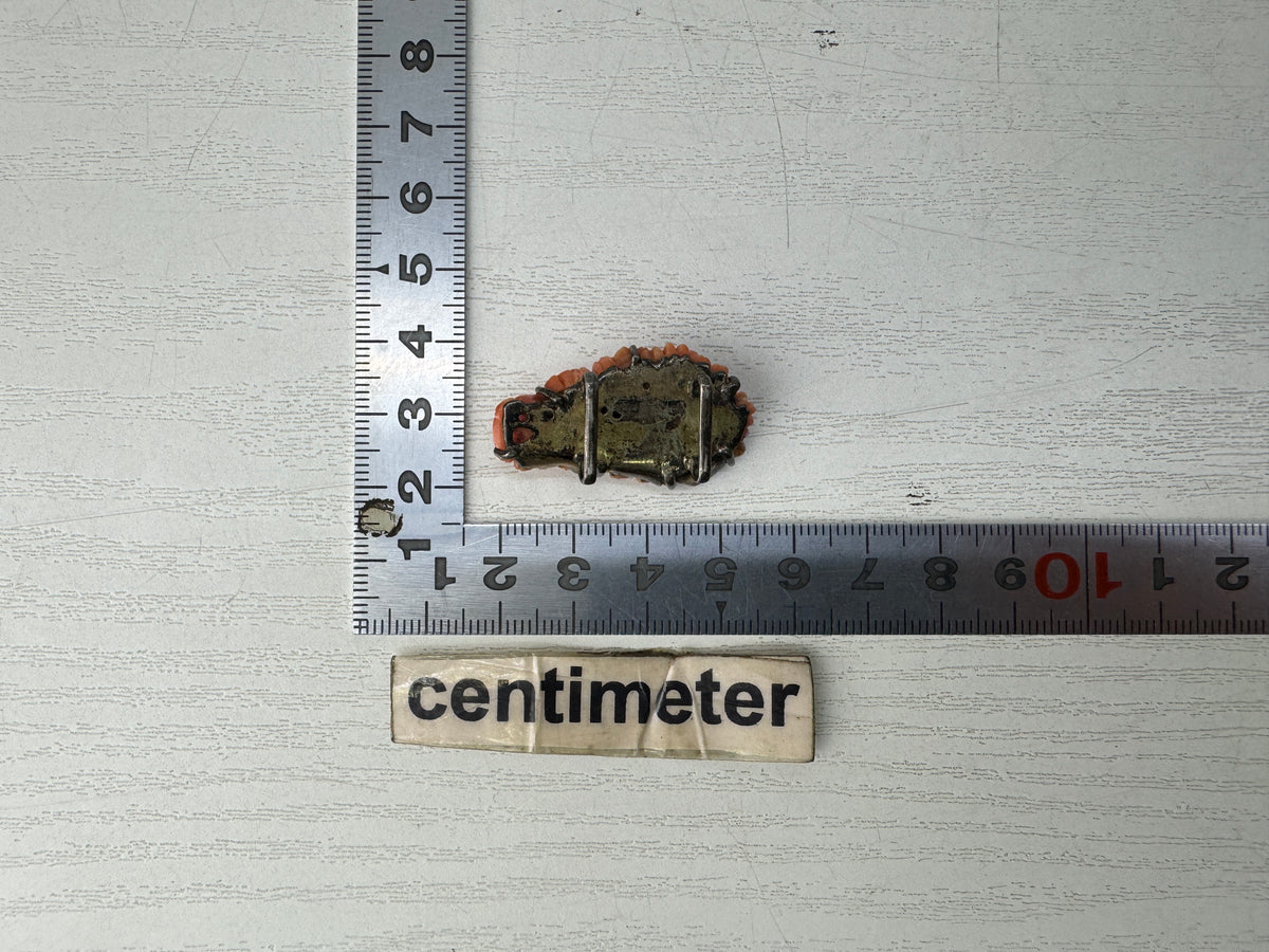 Y11024 OBIDOME Genuine Coral Sash clip brooch Japan antique kimono accessory