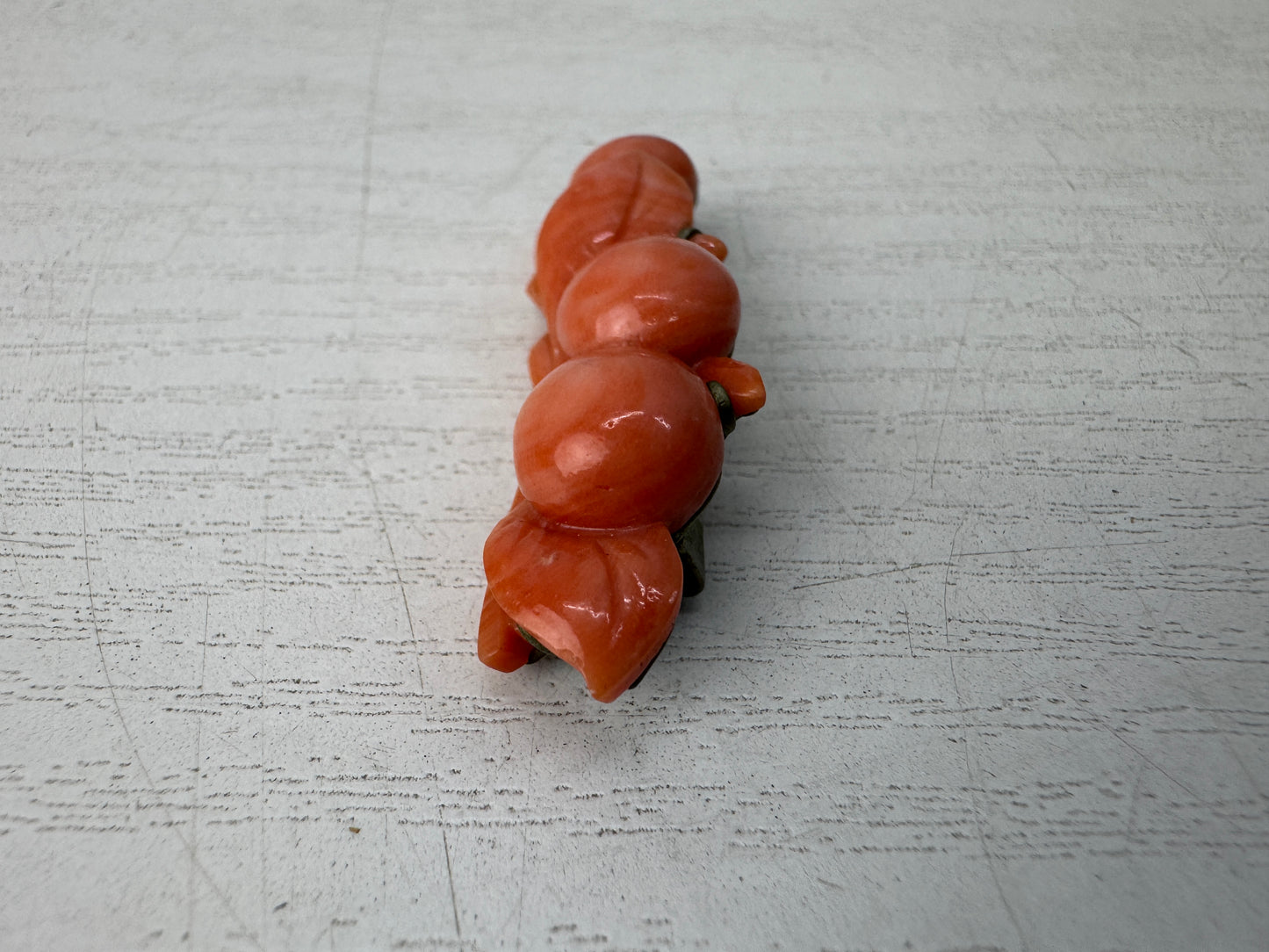 Y11025 BROOCH Genuine coral Tree fruit motif Japan antique accessory fashion