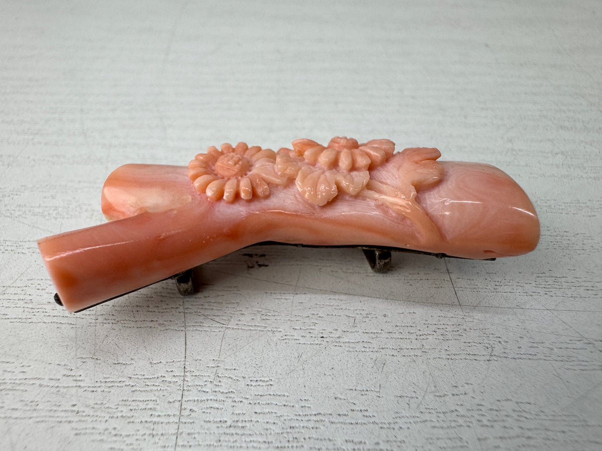 Y11028 OBIDOME Genuine Branch Coral Sash clip Japan antique kimono accessory