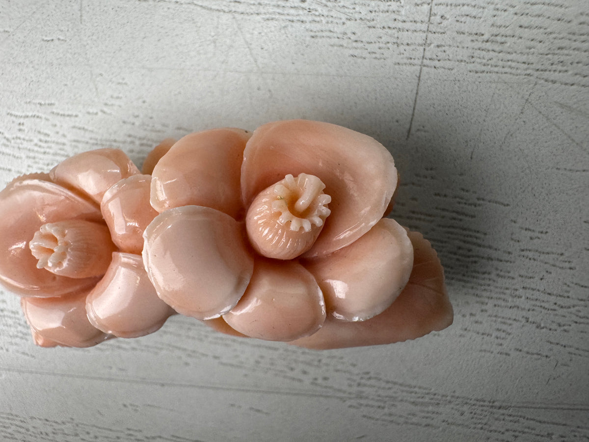 Y11029 OBIDOME Genuine Coral Sash clip brooch Japan antique kimono accessory