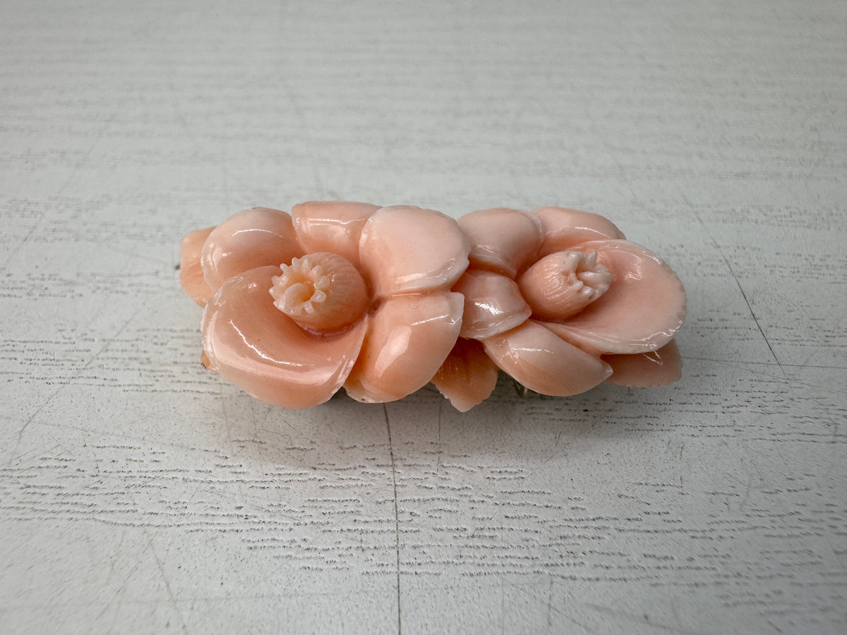 Y11029 OBIDOME Genuine Coral Sash clip brooch Japan antique kimono accessory