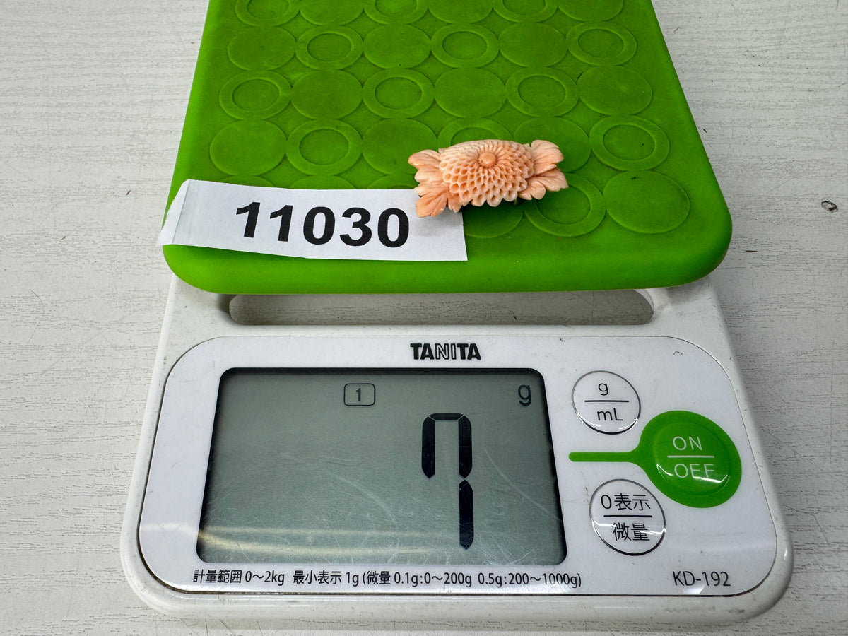 Y11030 OBIDOME Genuine Coral Sash clip brooch Japan antique kimono accessory