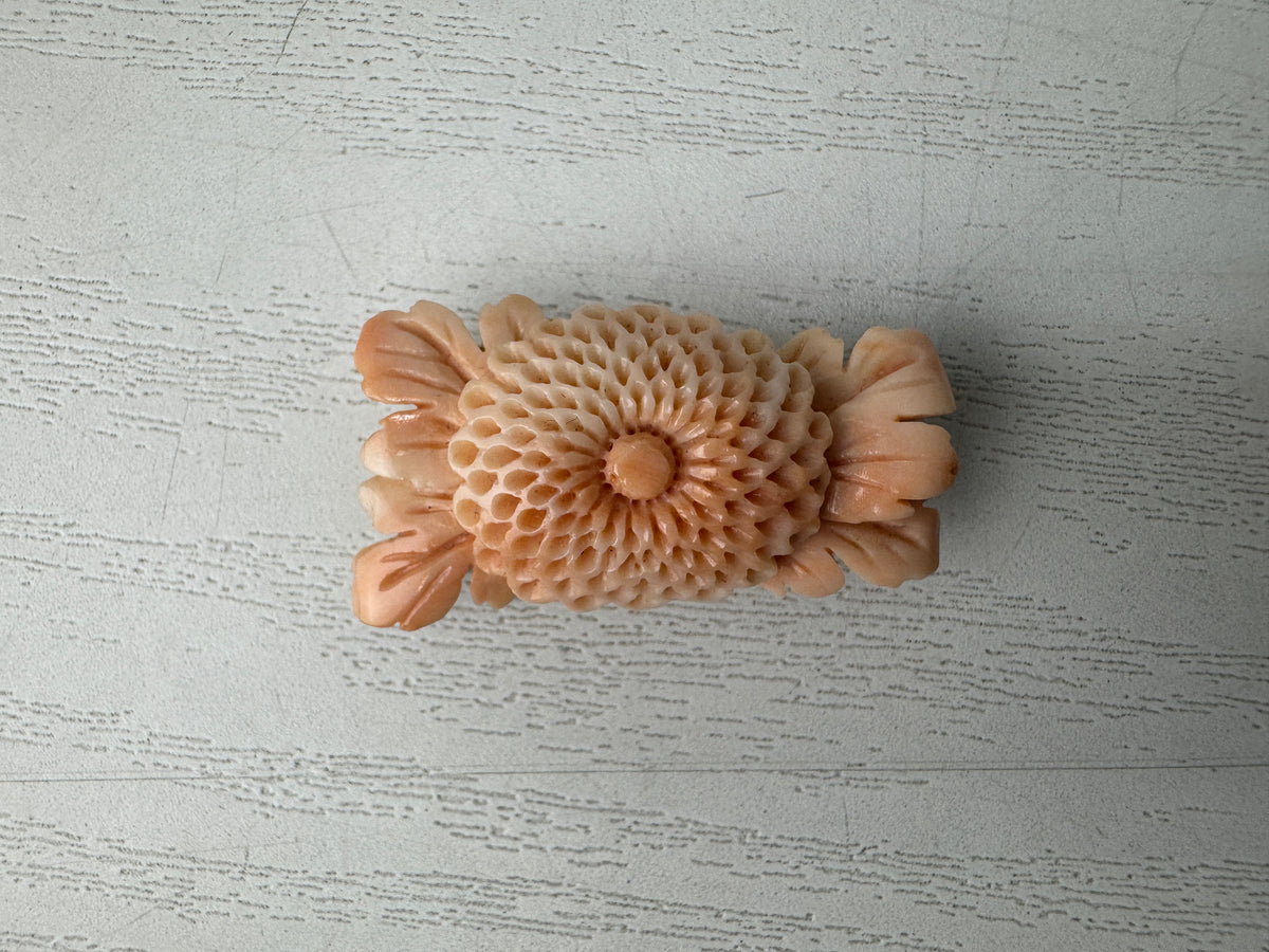 Y11030 OBIDOME Genuine Coral Sash clip brooch Japan antique kimono accessory