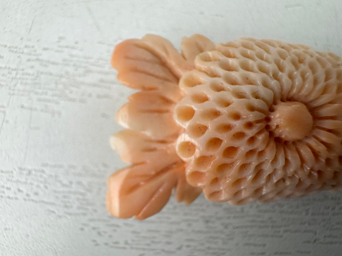 Y11030 OBIDOME Genuine Coral Sash clip brooch Japan antique kimono accessory