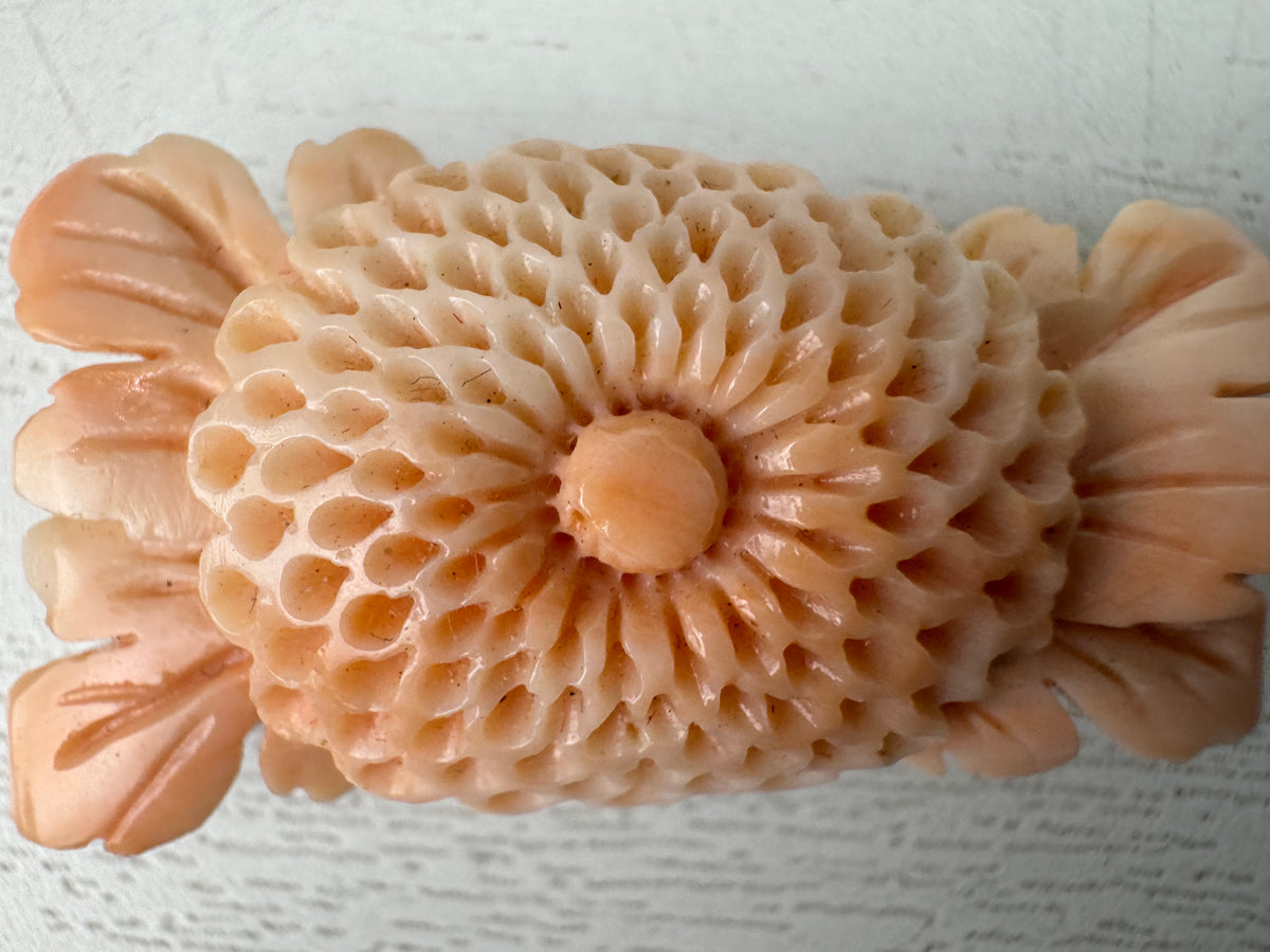 Y11030 OBIDOME Genuine Coral Sash clip brooch Japan antique kimono accessory