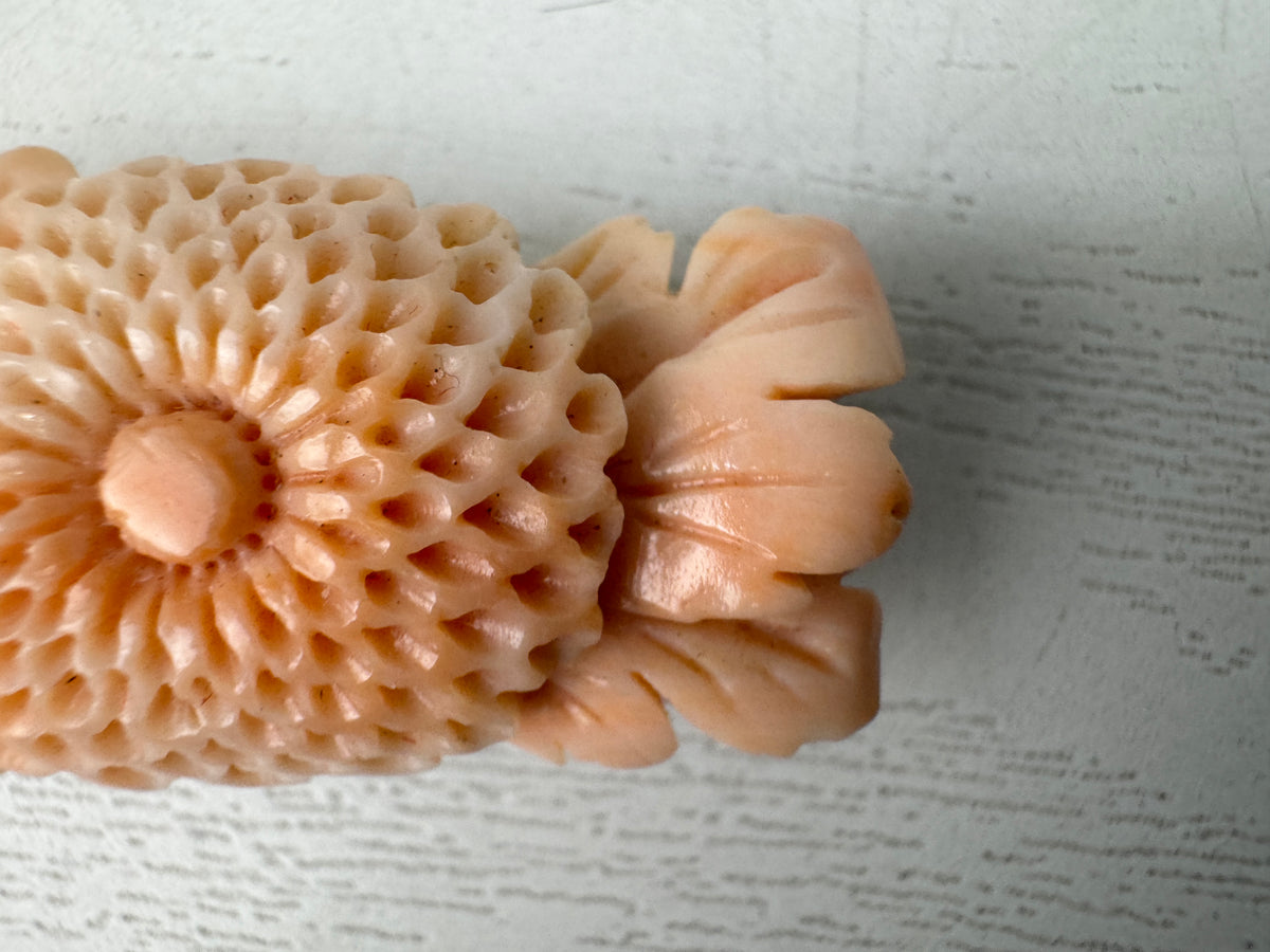 Y11030 OBIDOME Genuine Coral Sash clip brooch Japan antique kimono accessory