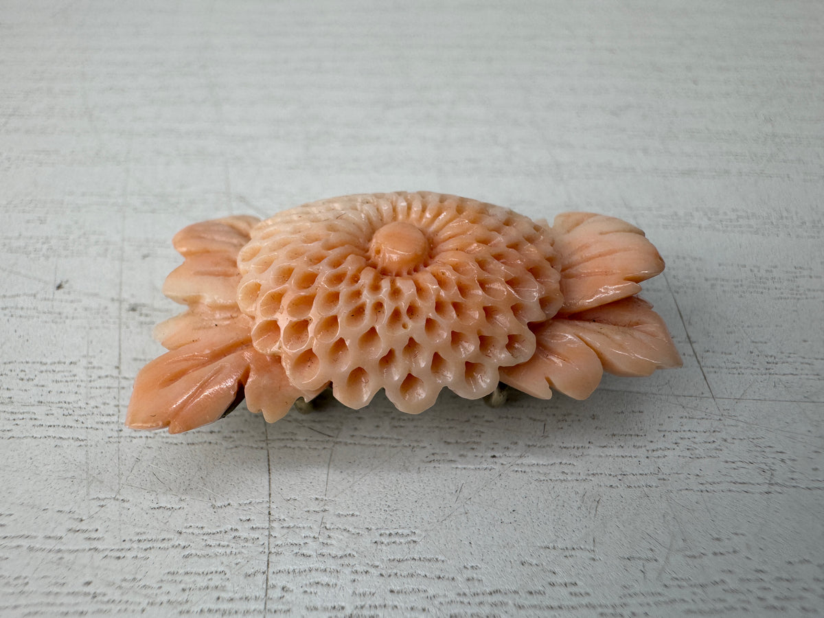 Y11030 OBIDOME Genuine Coral Sash clip brooch Japan antique kimono accessory