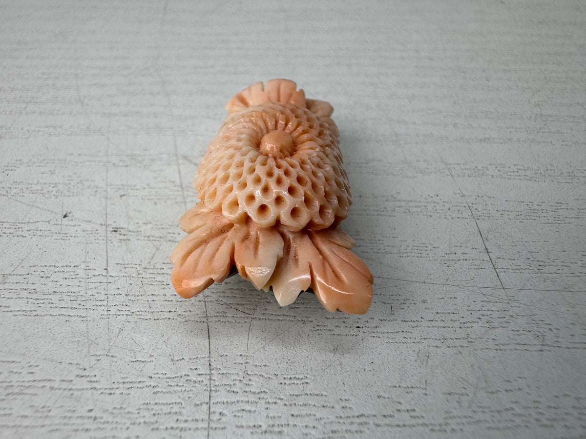 Y11030 OBIDOME Genuine Coral Sash clip brooch Japan antique kimono accessory