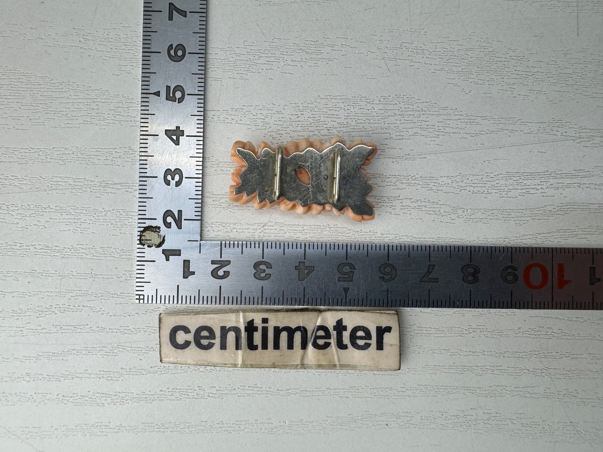 Y11030 OBIDOME Genuine Coral Sash clip brooch Japan antique kimono accessory