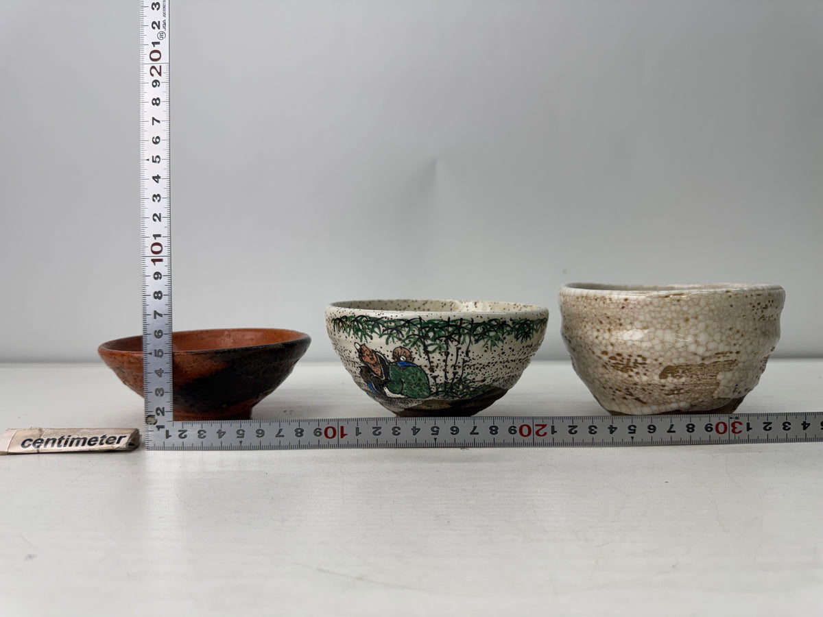 Y11031 CHAWAN Matcha bowl set of 5 box Japan antique tea ceremony pottery cup