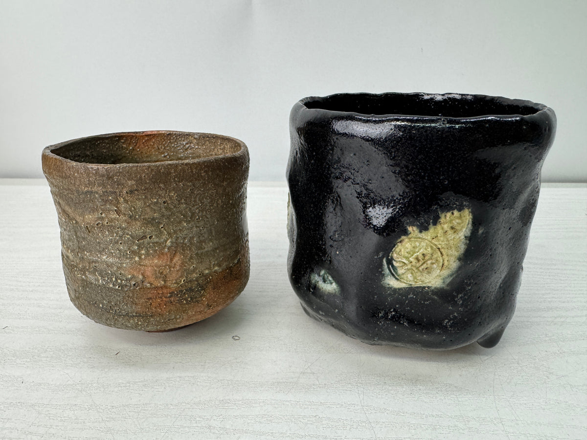 Y11031 CHAWAN Matcha bowl set of 5 box Japan antique tea ceremony pottery cup