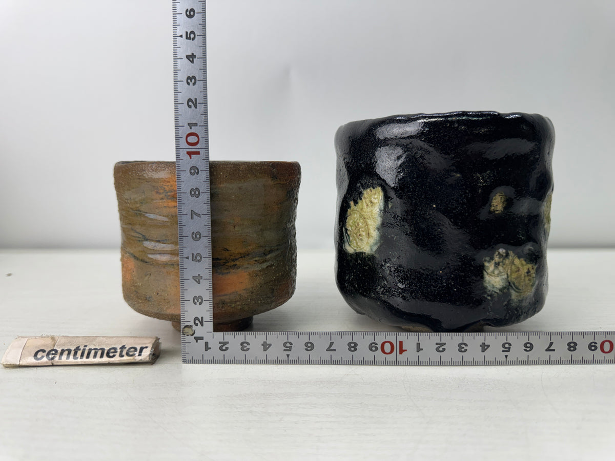 Y11031 CHAWAN Matcha bowl set of 5 box Japan antique tea ceremony pottery cup