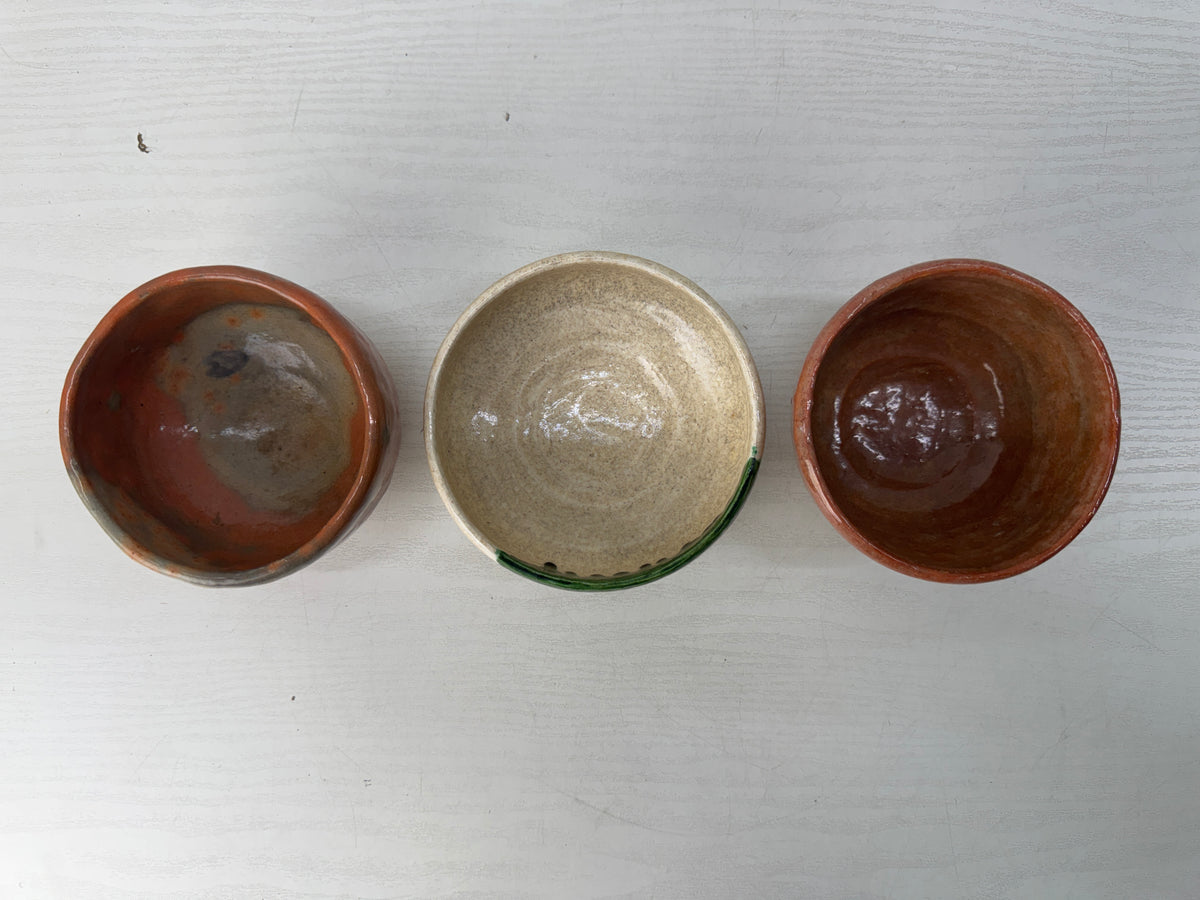 Y11032 CHAWAN Raku-ware Matcha bowl set of 5 signed Japan antique tea ceremony