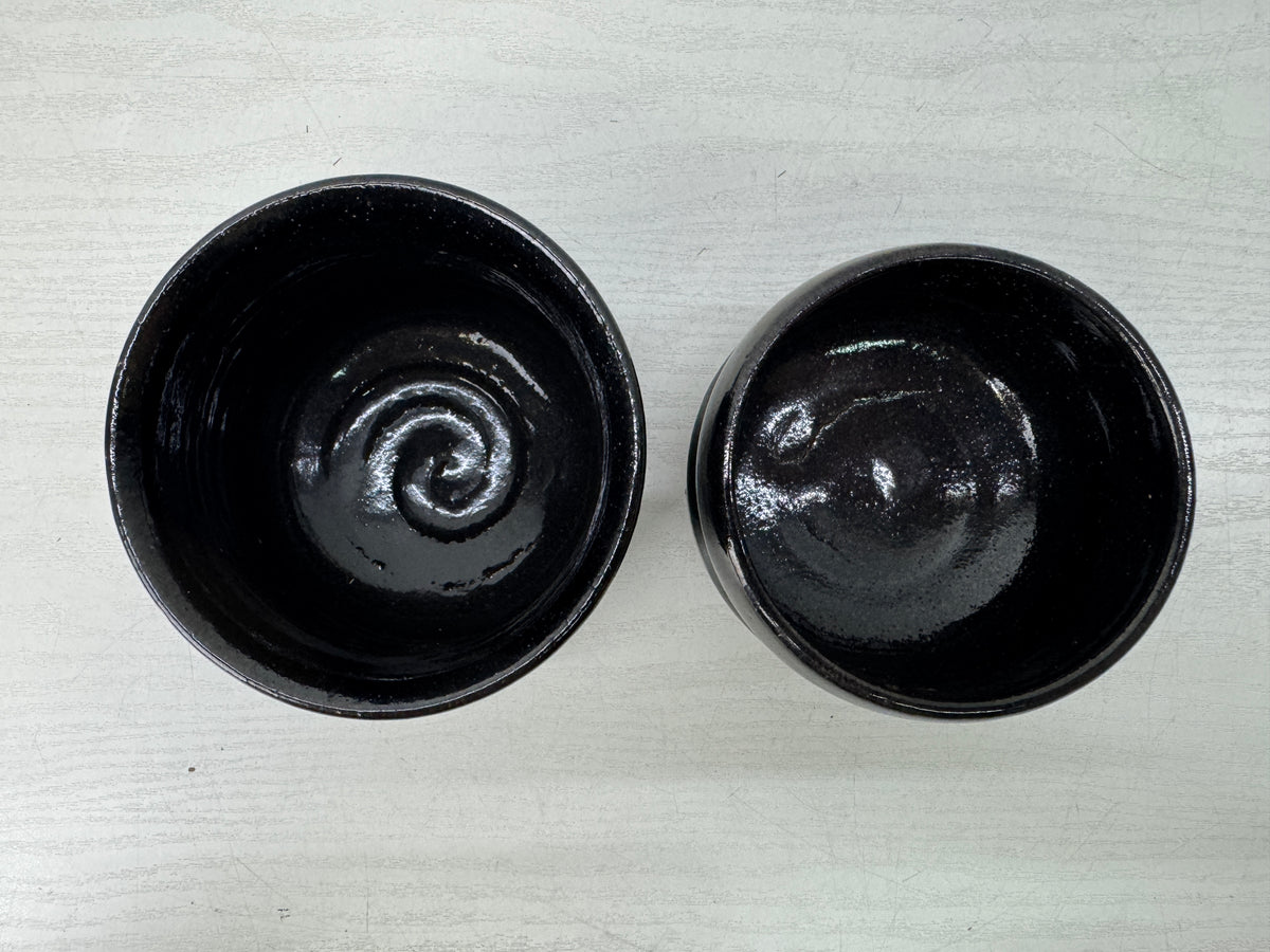 Y11032 CHAWAN Raku-ware Matcha bowl set of 5 signed Japan antique tea ceremony
