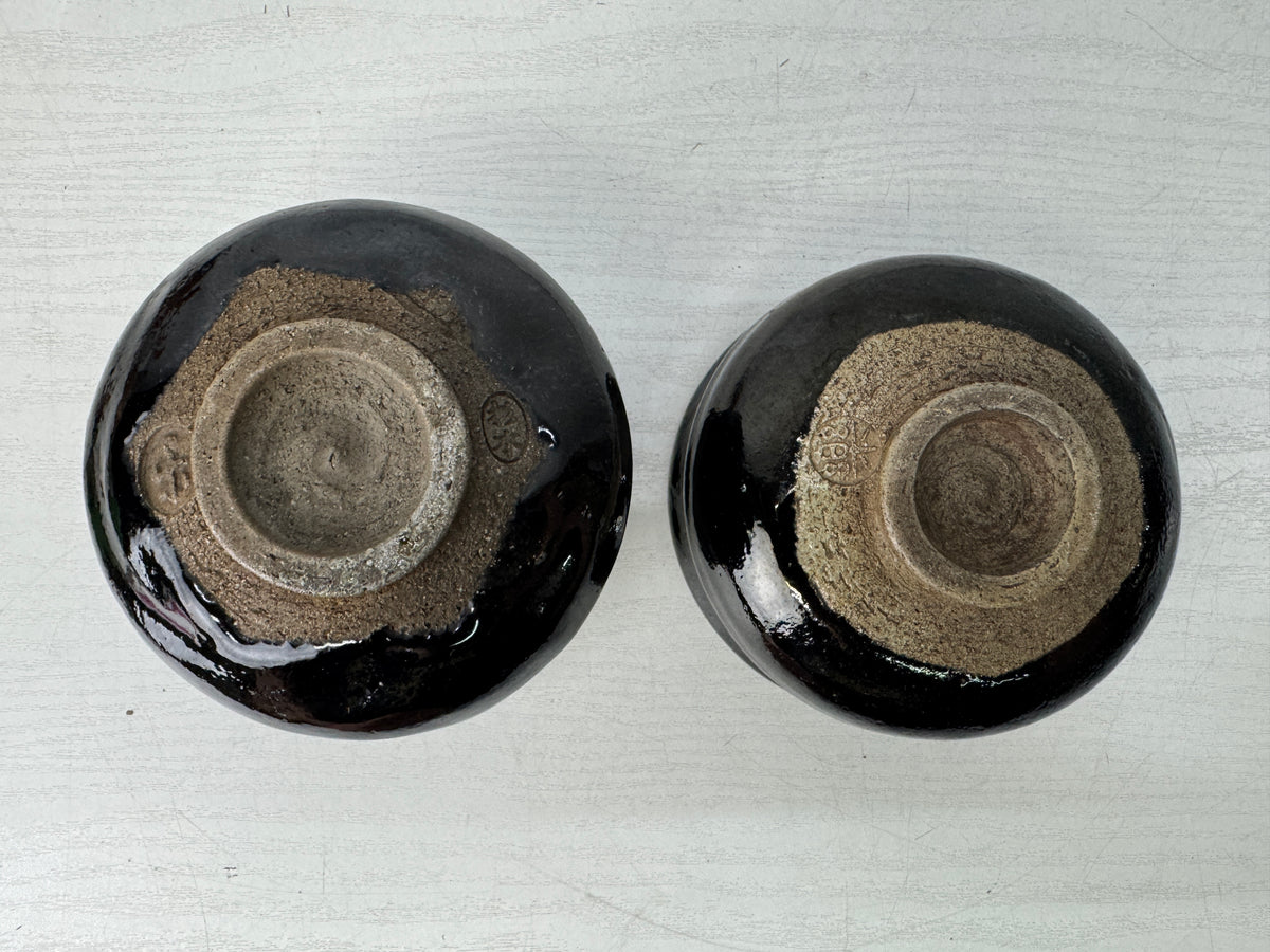 Y11032 CHAWAN Raku-ware Matcha bowl set of 5 signed Japan antique tea ceremony