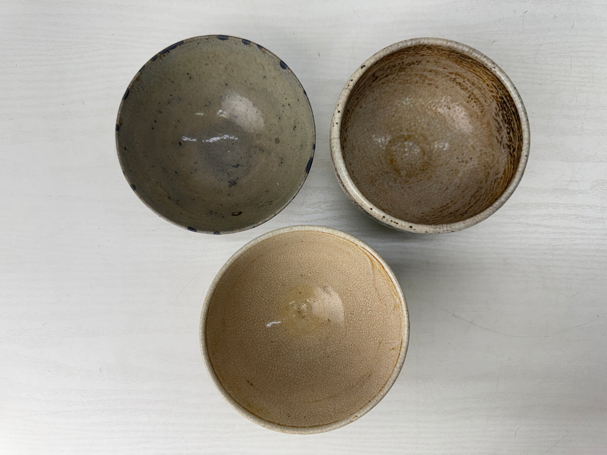 Y11033 CHAWAN Matcha bowl set of 5 no boxes Japan antique tea ceremony pottery