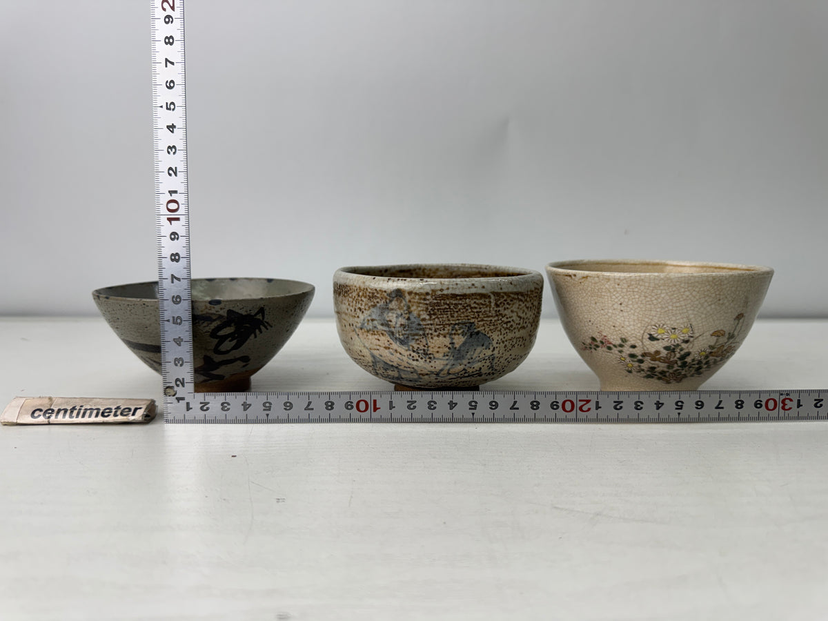 Y11033 CHAWAN Matcha bowl set of 5 no boxes Japan antique tea ceremony pottery