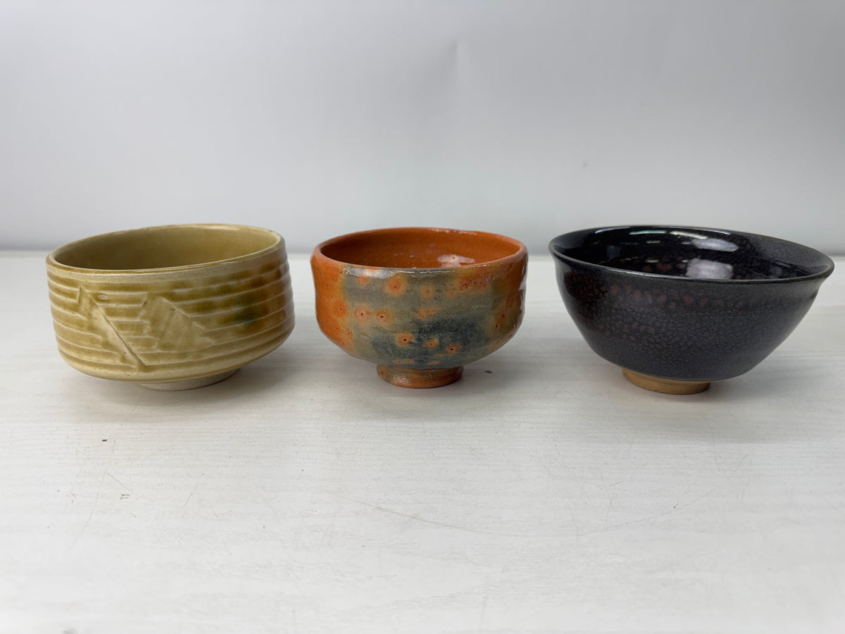 Y11034 CHAWAN Matcha bowl set of 5 no boxes Japan antique tea ceremony pottery